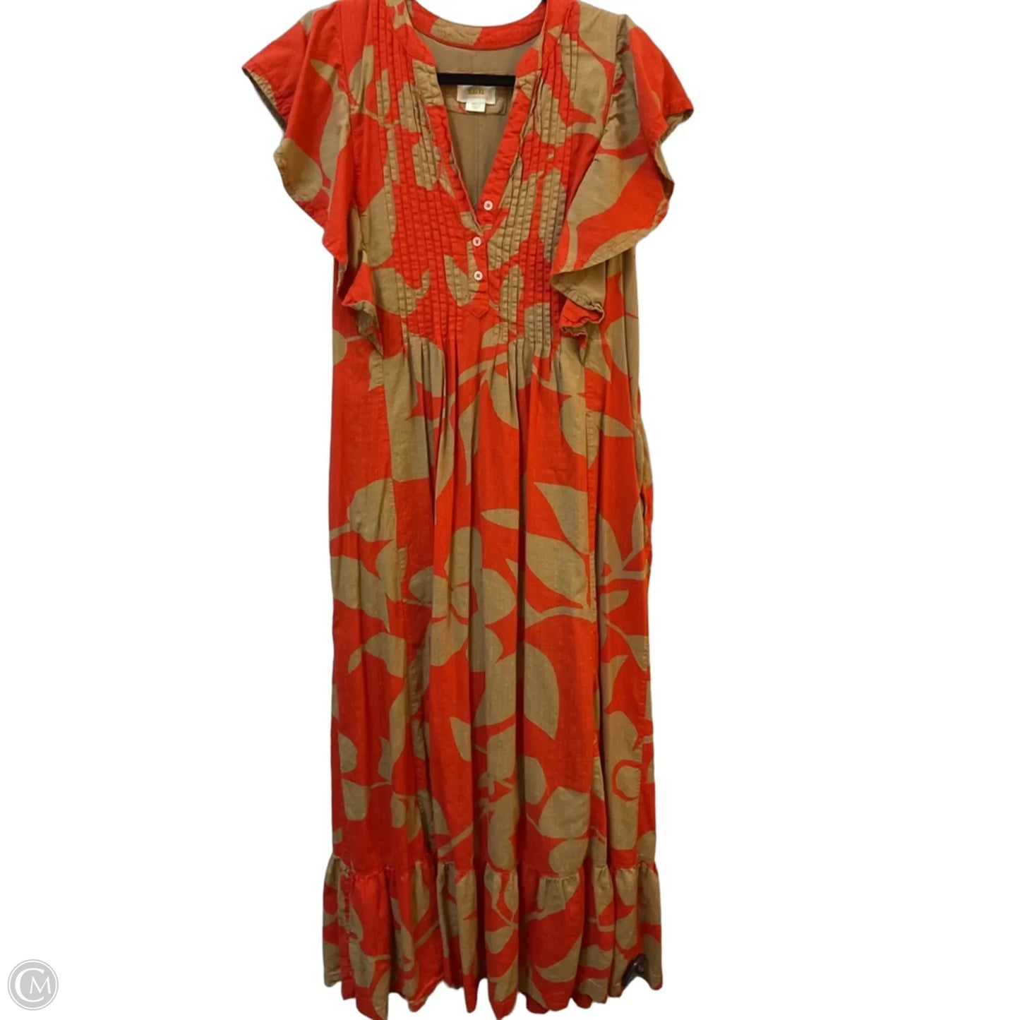 Dress Casual Midi By Maeve In Orange & Tan, Size: S