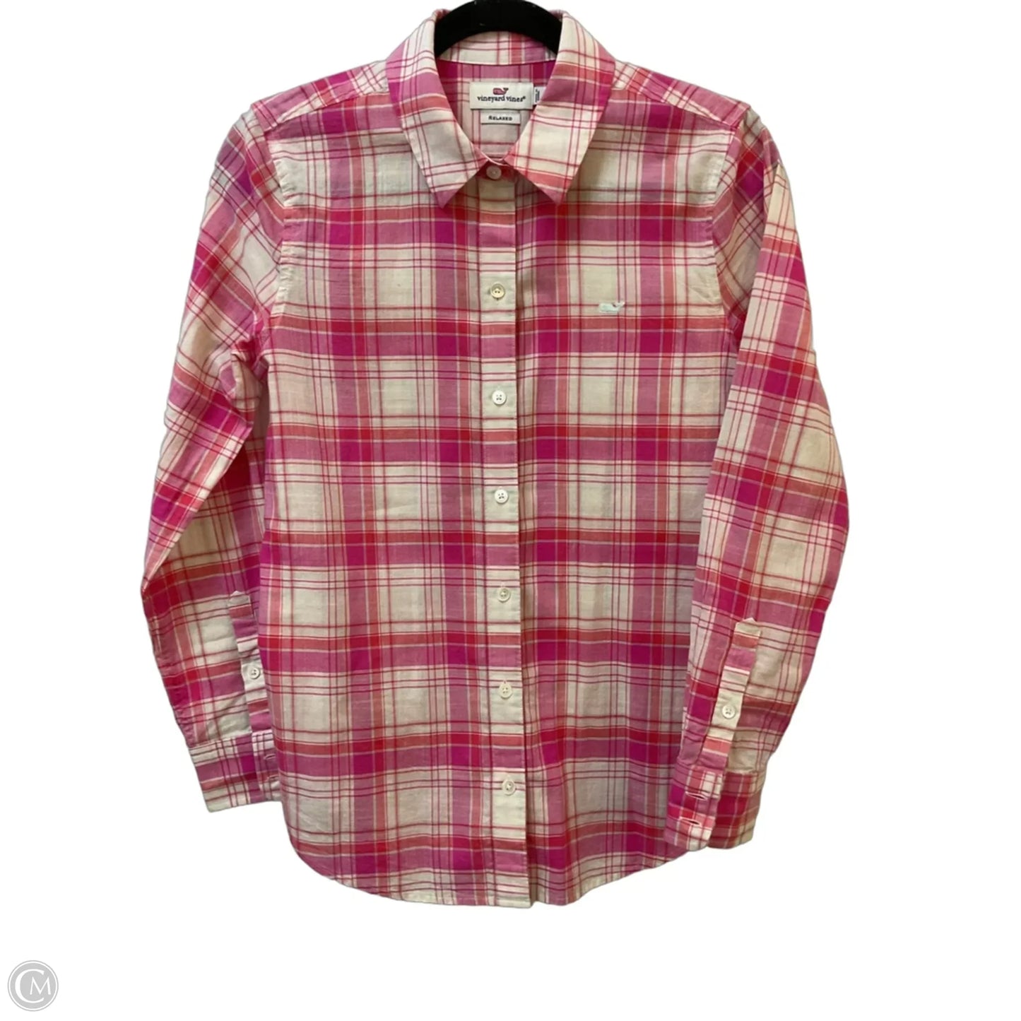 Top Long Sleeve By Vineyard Vines In Pink & White, Size: Xs