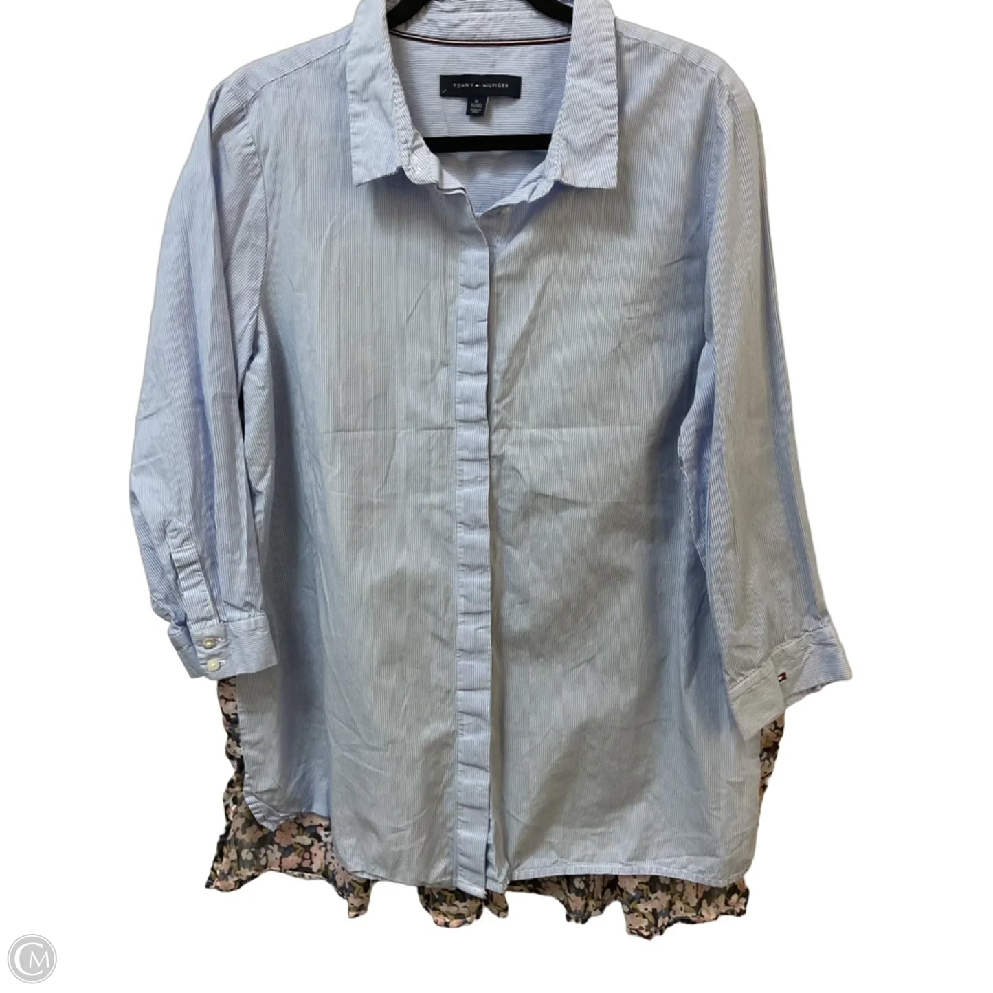 Top Long Sleeve By Tommy Hilfiger In Blue & White, Size: Xl