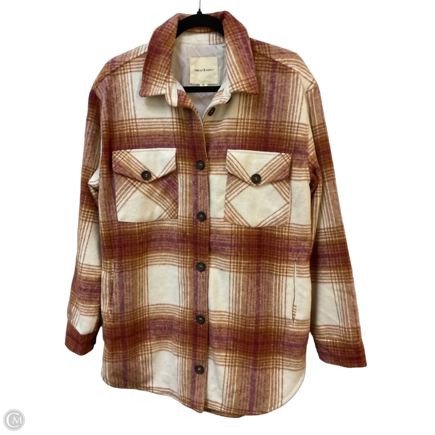 Jacket Shirt By Thread And Supply In Cream & Tan, Size: M