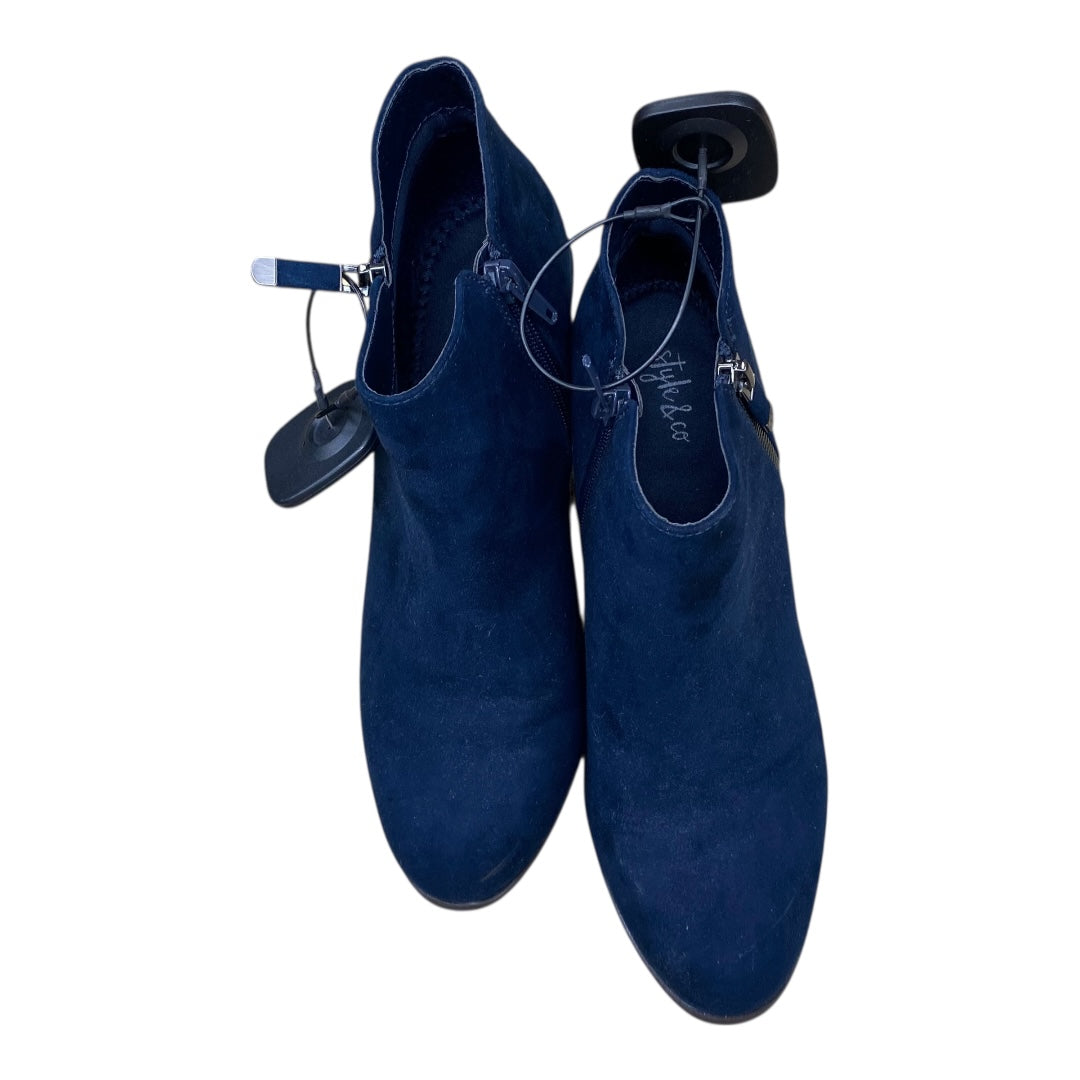 Boots Ankle Heels By Style And Company In Navy, Size:8