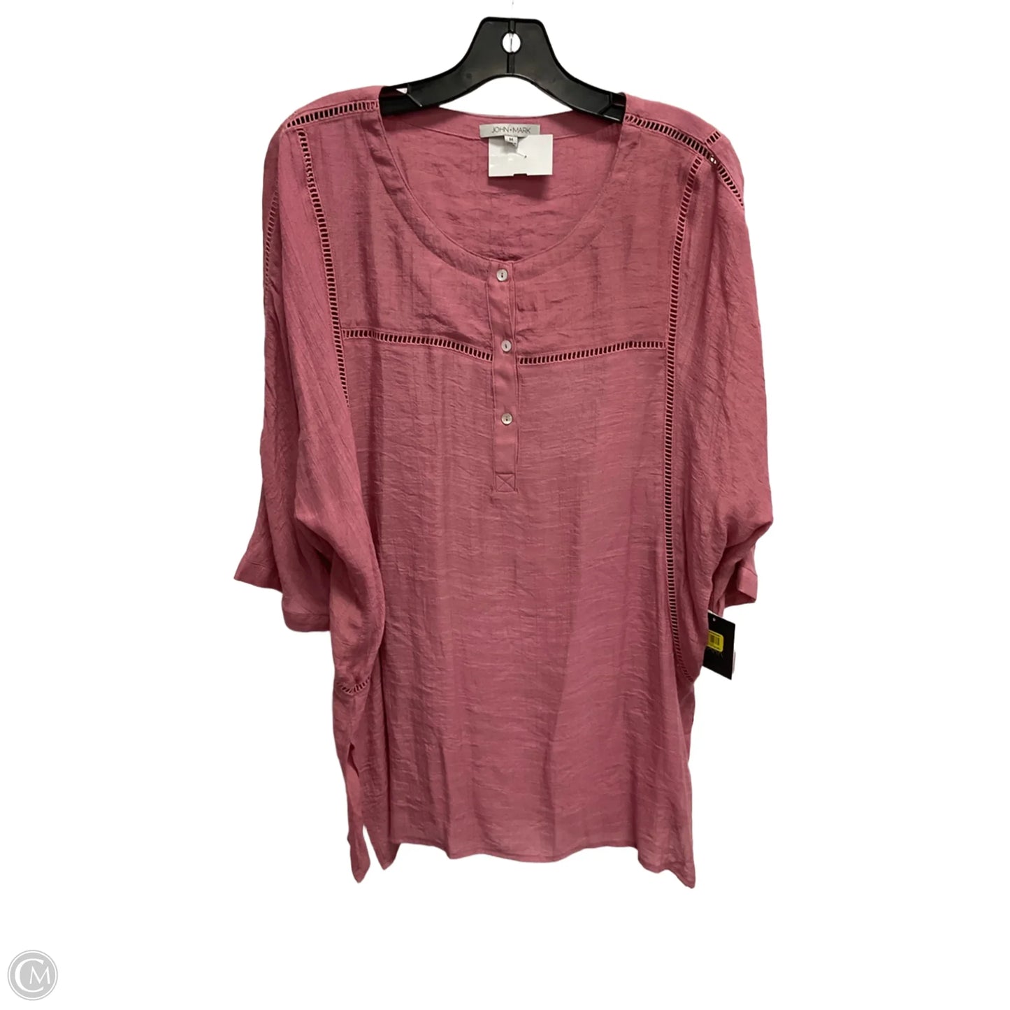 Blouse Short Sleeve By John Mark In Pink, Size: M