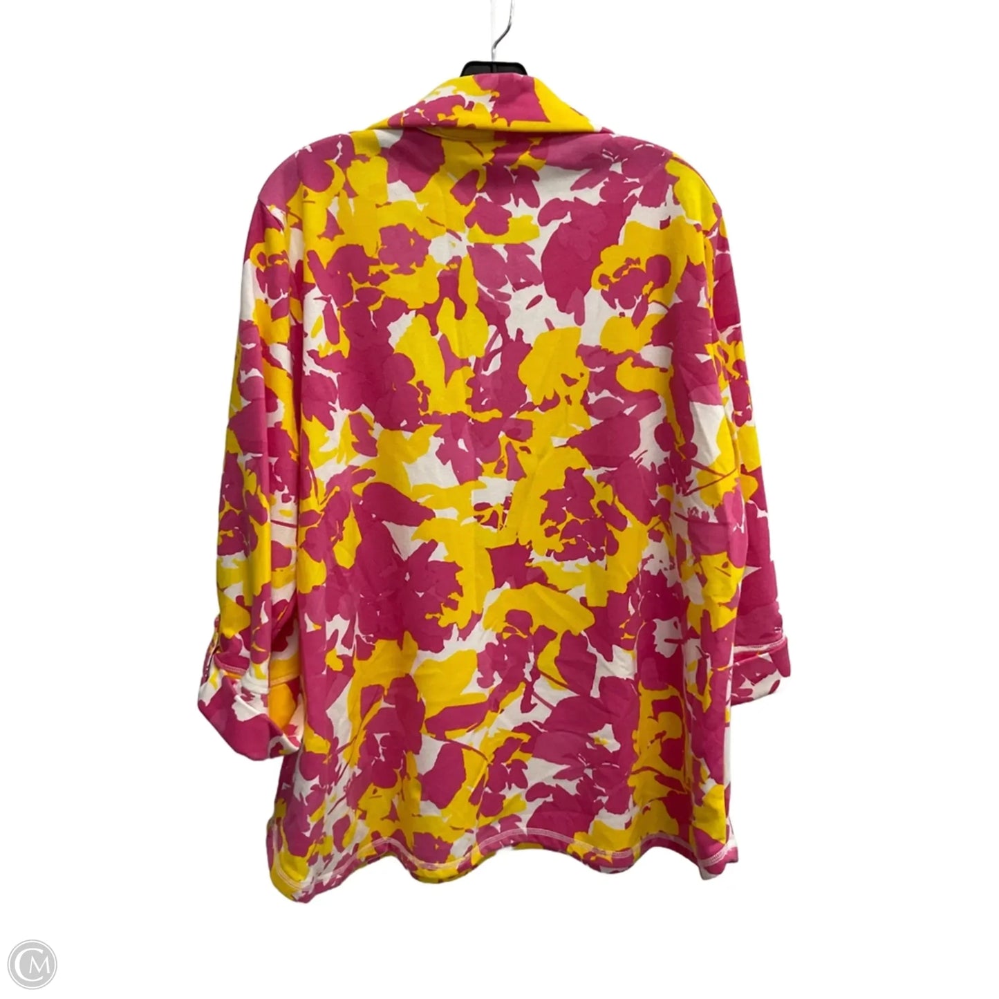 Athletic Sweatshirt Collar By Ruby Rd In Pink & Yellow, Size: 1x