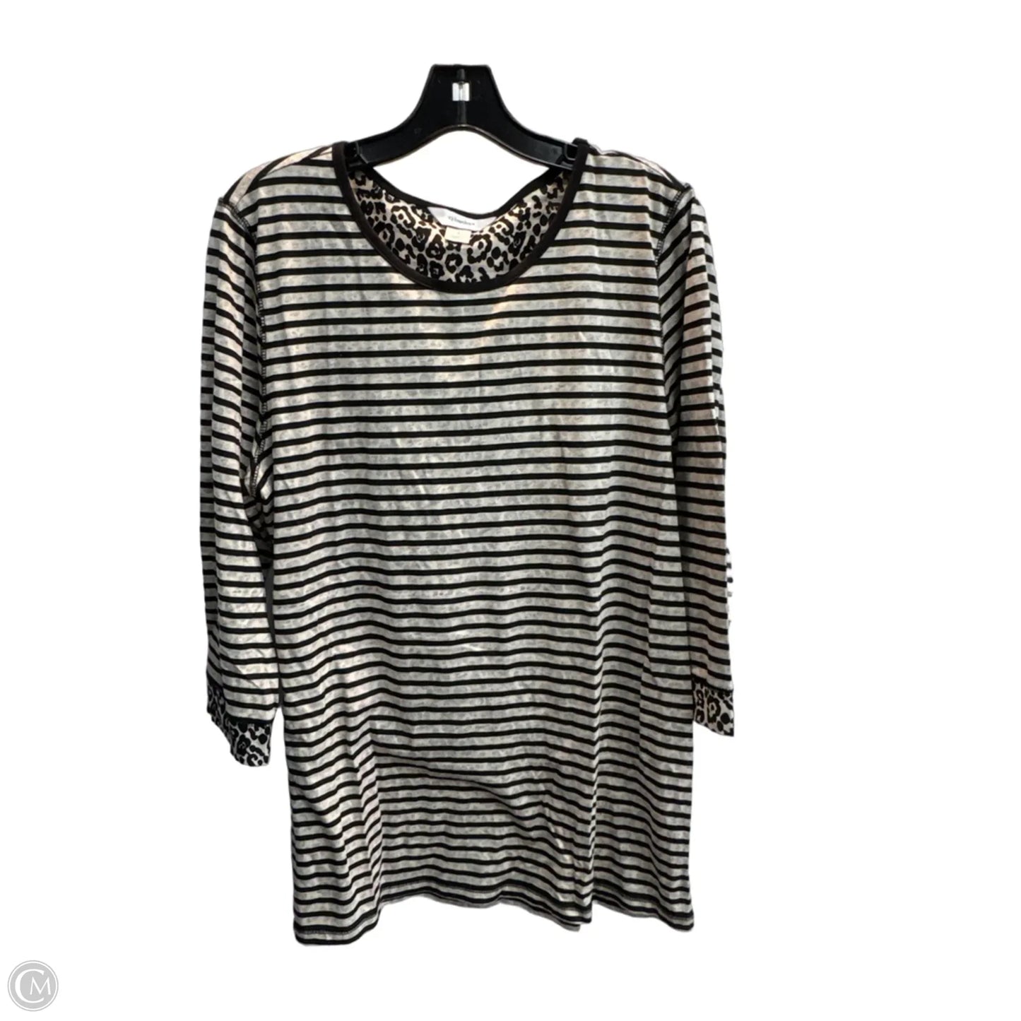 Top 3/4 Sleeve Basic By Cj Banks In Striped Pattern, Size: Xl