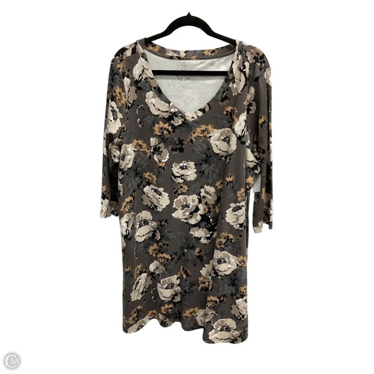 Tunic 3/4 Sleeve By Isaac Mizrahi Live Qvc In Floral Print, Size: 2x
