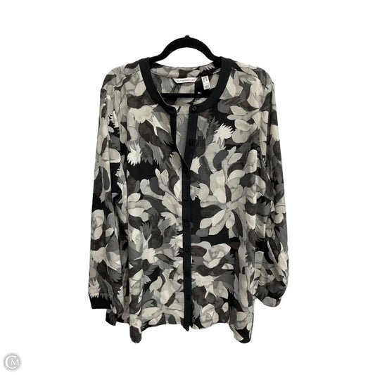 Blouse Long Sleeve By Isaac Mizrahi Live Qvc In Grey, Size: 2x