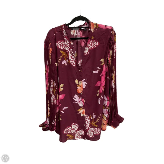 Blouse Long Sleeve By Colleen Lopez In Floral Print, Size: 3x