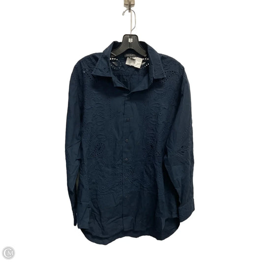 Blouse Long Sleeve By Rag And Bone In Navy, Size: M