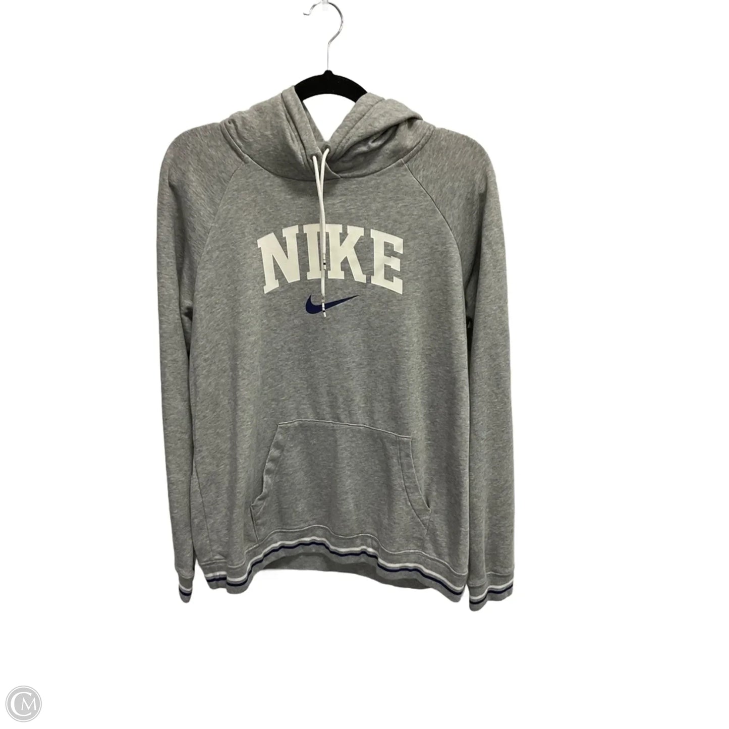 Athletic Sweatshirt Hoodie By Nike In Grey, Size: L