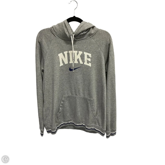 Athletic Sweatshirt Hoodie By Nike In Grey, Size: L