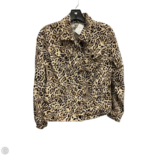 Jacket Denim By Chicos In Leopard Print, Size: S