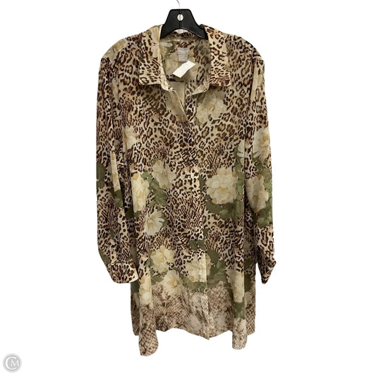 Blouse Long Sleeve By Chicos In Floral Print, Size: Xxl