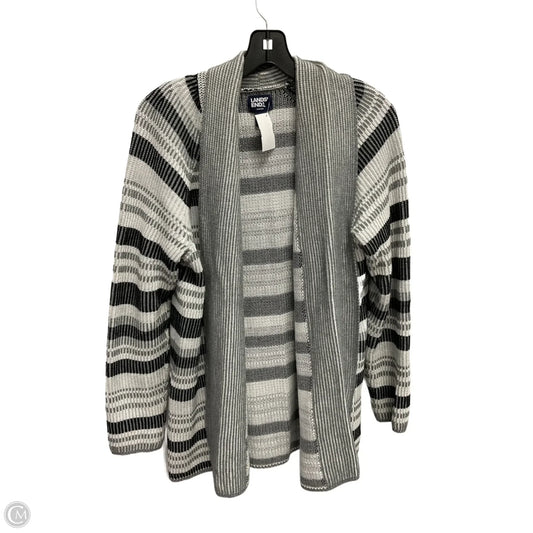 Sweater Cardigan By Lands End In Striped Pattern, Size: M