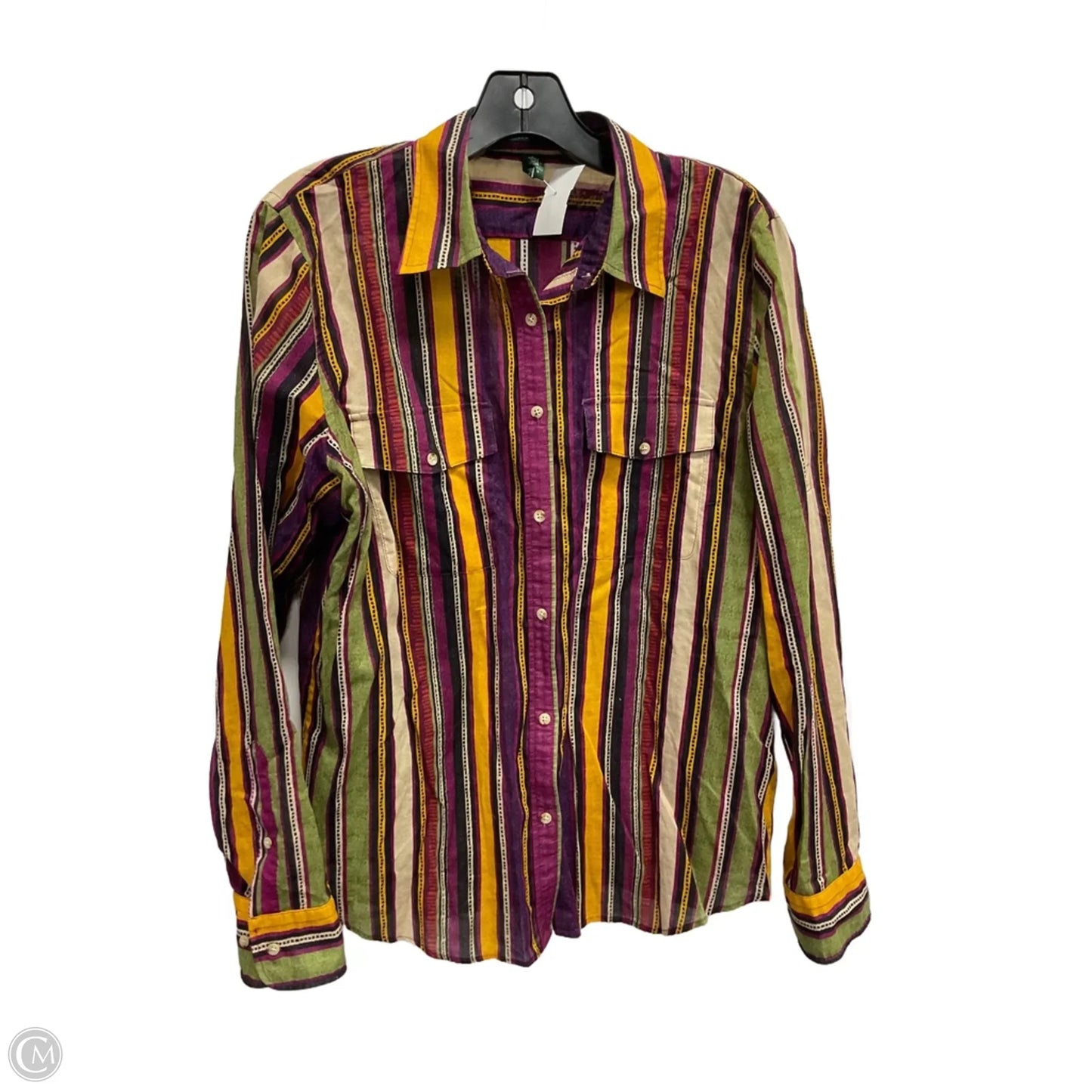 Blouse Long Sleeve By Lauren By Ralph Lauren In Multi-colored, Size: L