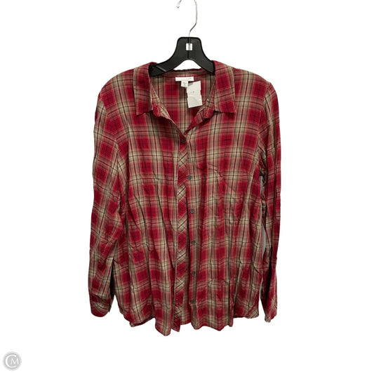 Top Long Sleeve By J. Jill In Plaid Pattern, Size: M