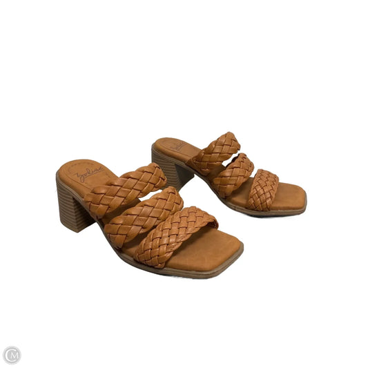 Sandals Heels Block By Zodiac In Brown, Size: 8