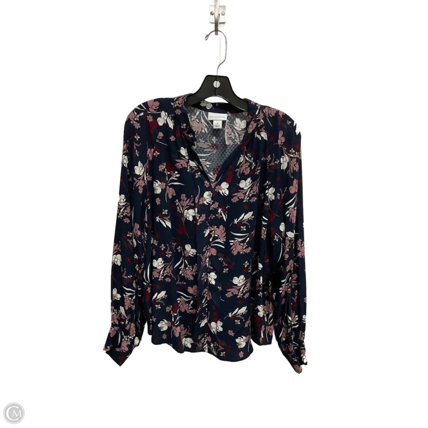 Blouse Long Sleeve By Liz Claiborne In Floral Print, Size: M