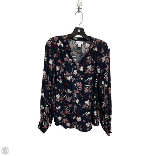 Blouse Long Sleeve By Liz Claiborne In Floral Print, Size: M