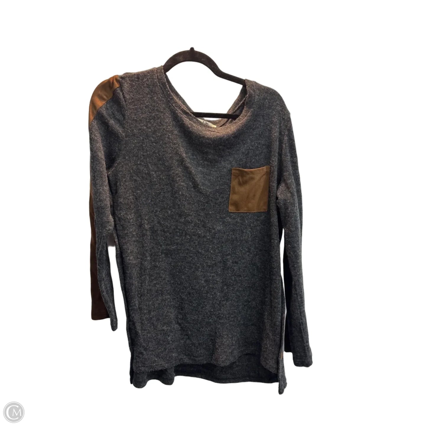 Top Long Sleeve By Ya In Brown & Grey, Size: M