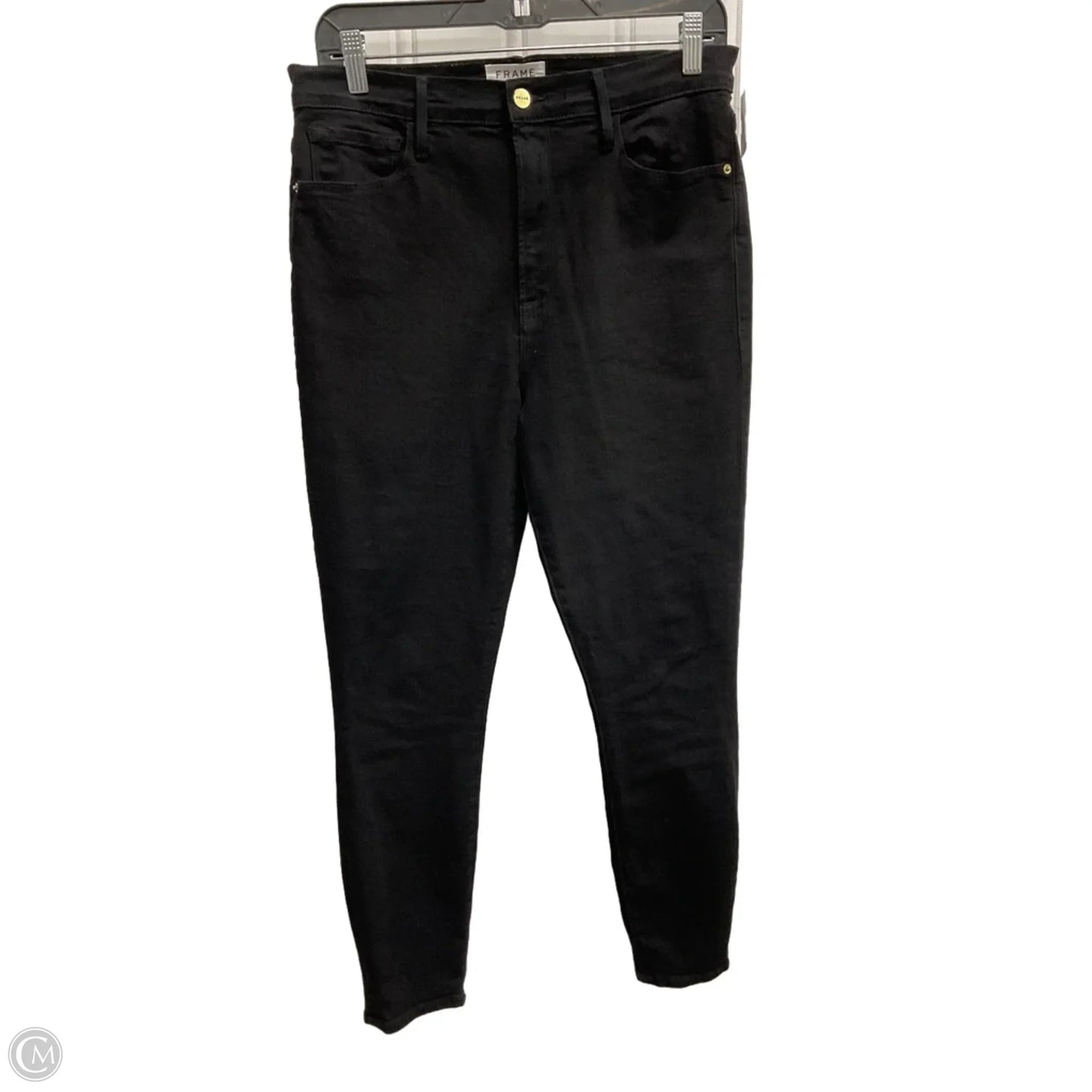 Jeans Skinny By Frame In Black Denim, Size: 12