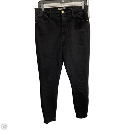 Jeans Skinny By Frame In Black Denim, Size: 12
