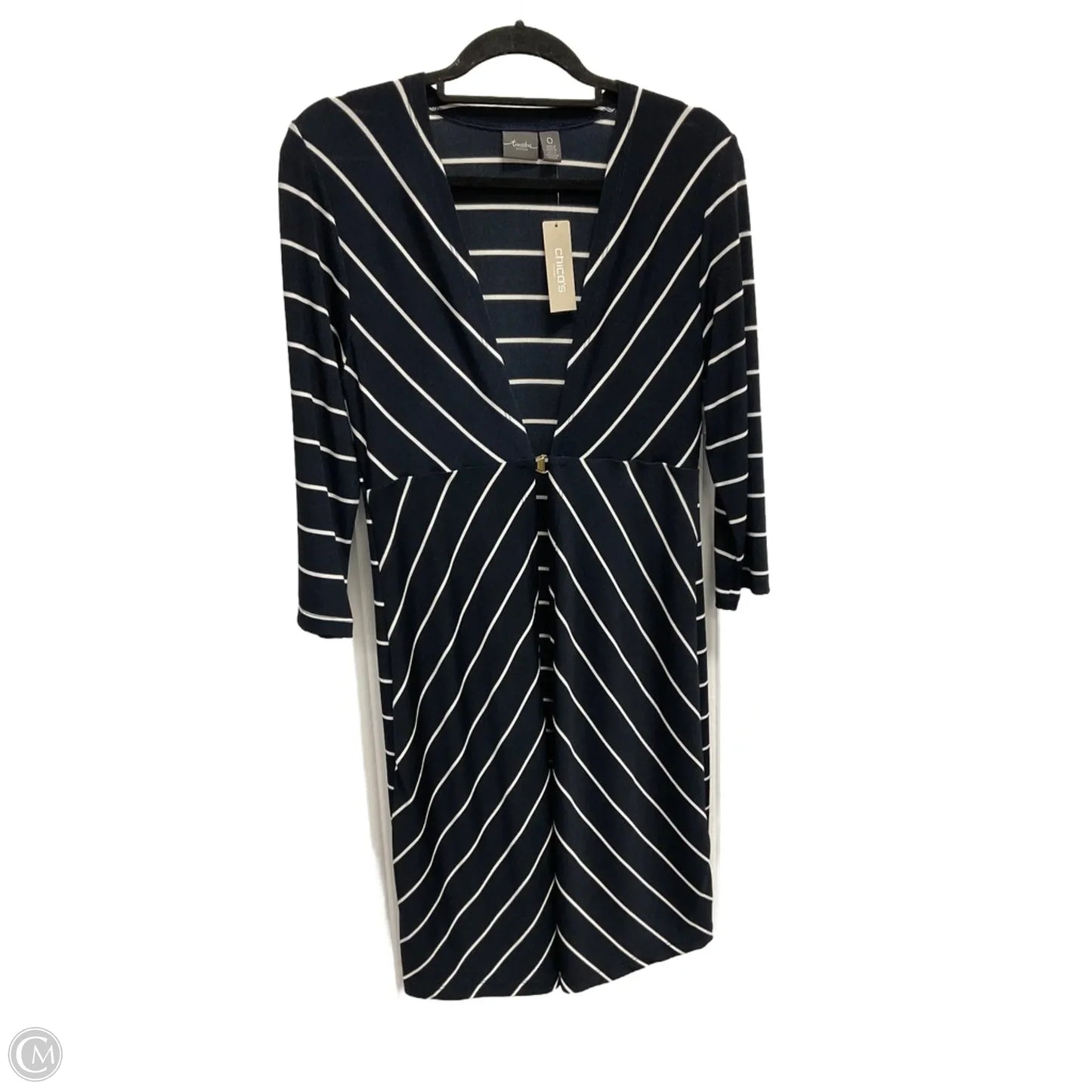 Cardigan By Chicos In Striped Pattern, Size: S