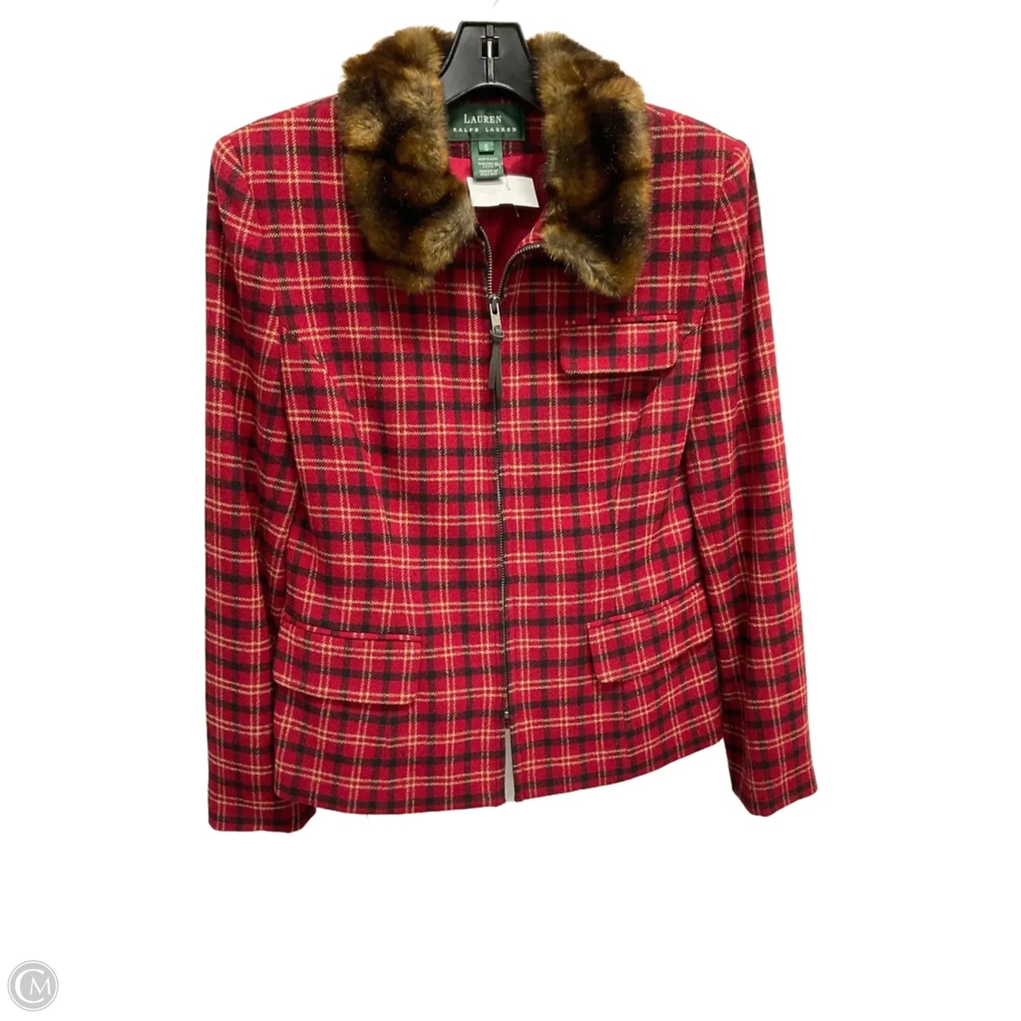 Blazer By Lauren By Ralph Lauren In Plaid Pattern, Size: S