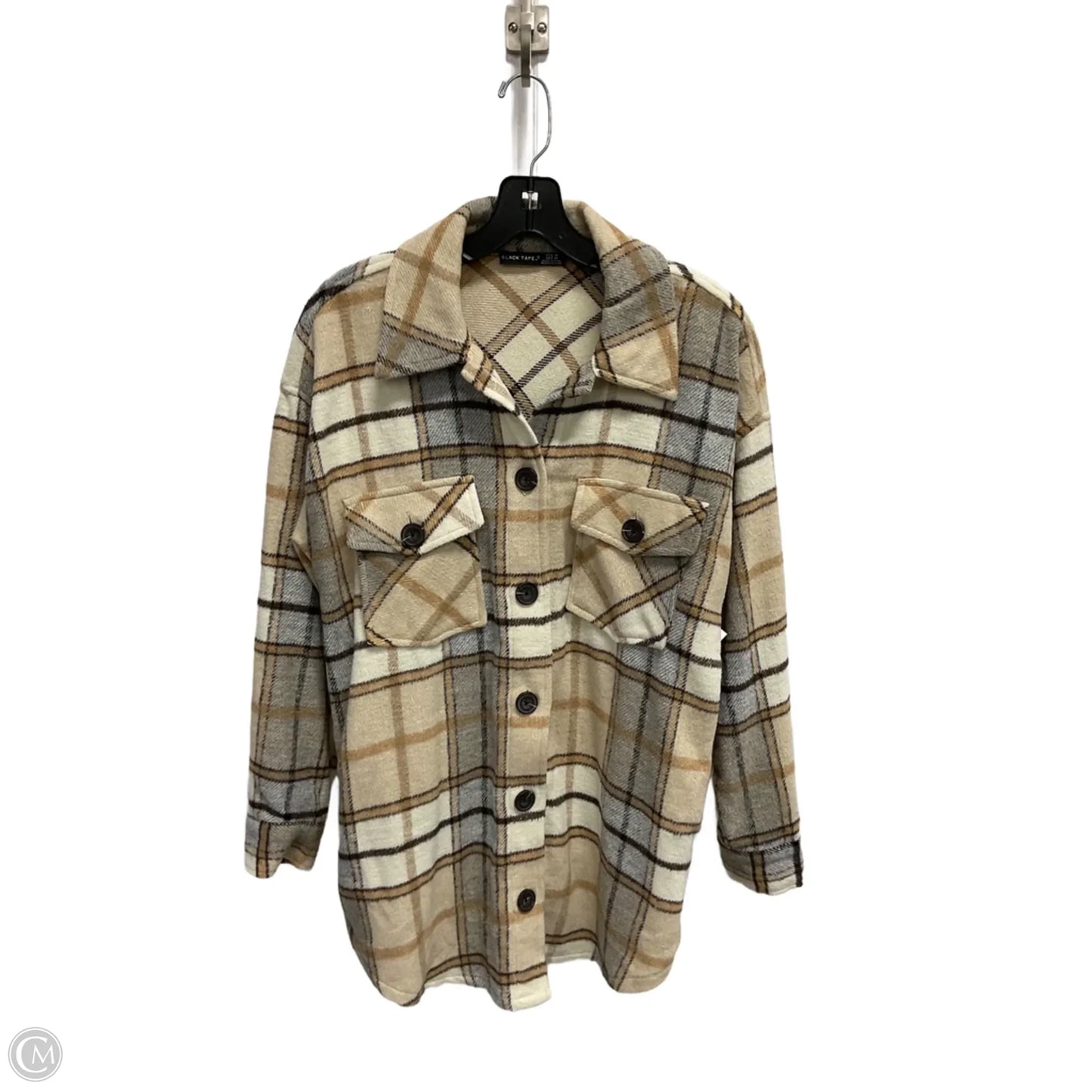 Jacket Shirt By Black Tape In Plaid Pattern, Size: M