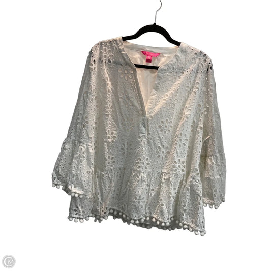 Blouse Designer By Lilly Pulitzer In White, Size: Xl