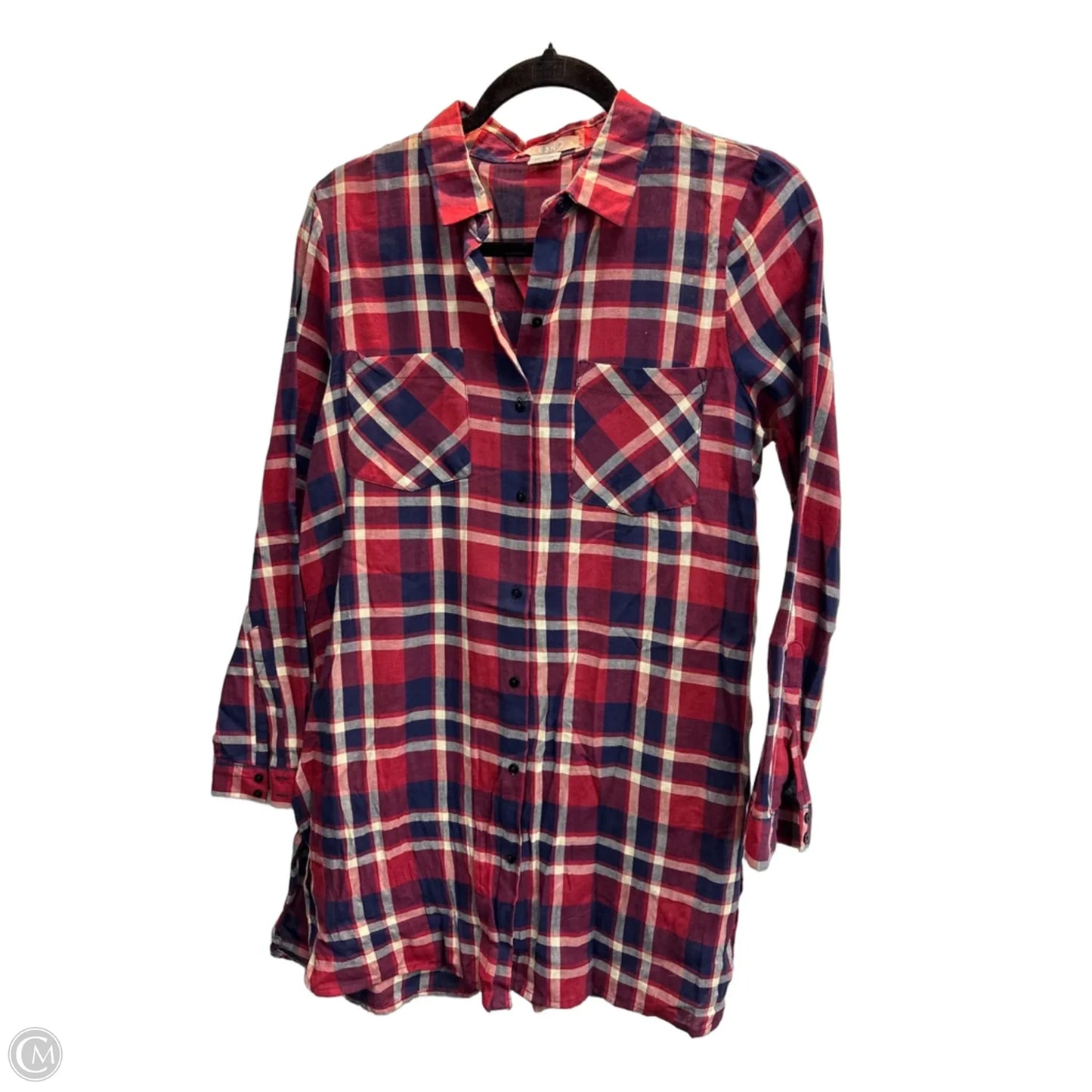 Top Long Sleeve By Clothes Mentor In Plaid Pattern, Size: S