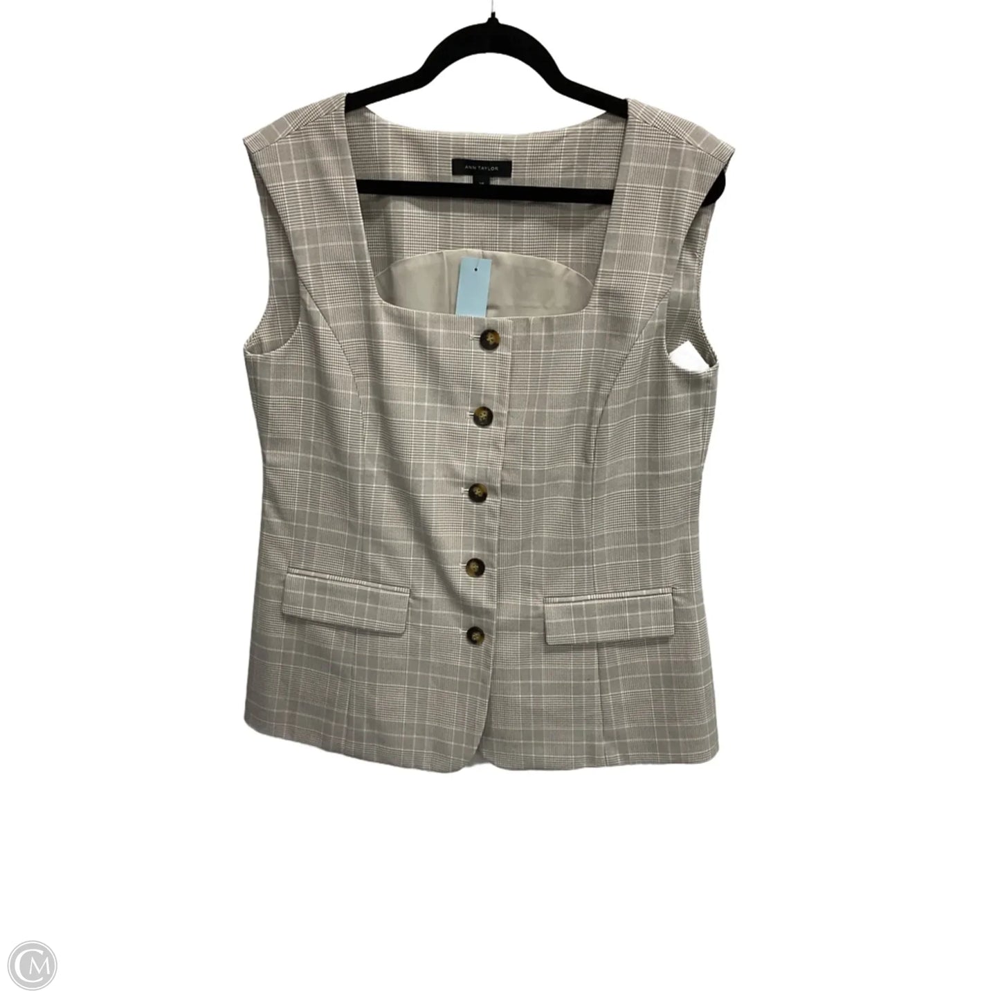 Top Sleeveless By Ann Taylor In Plaid Pattern, Size: Lp