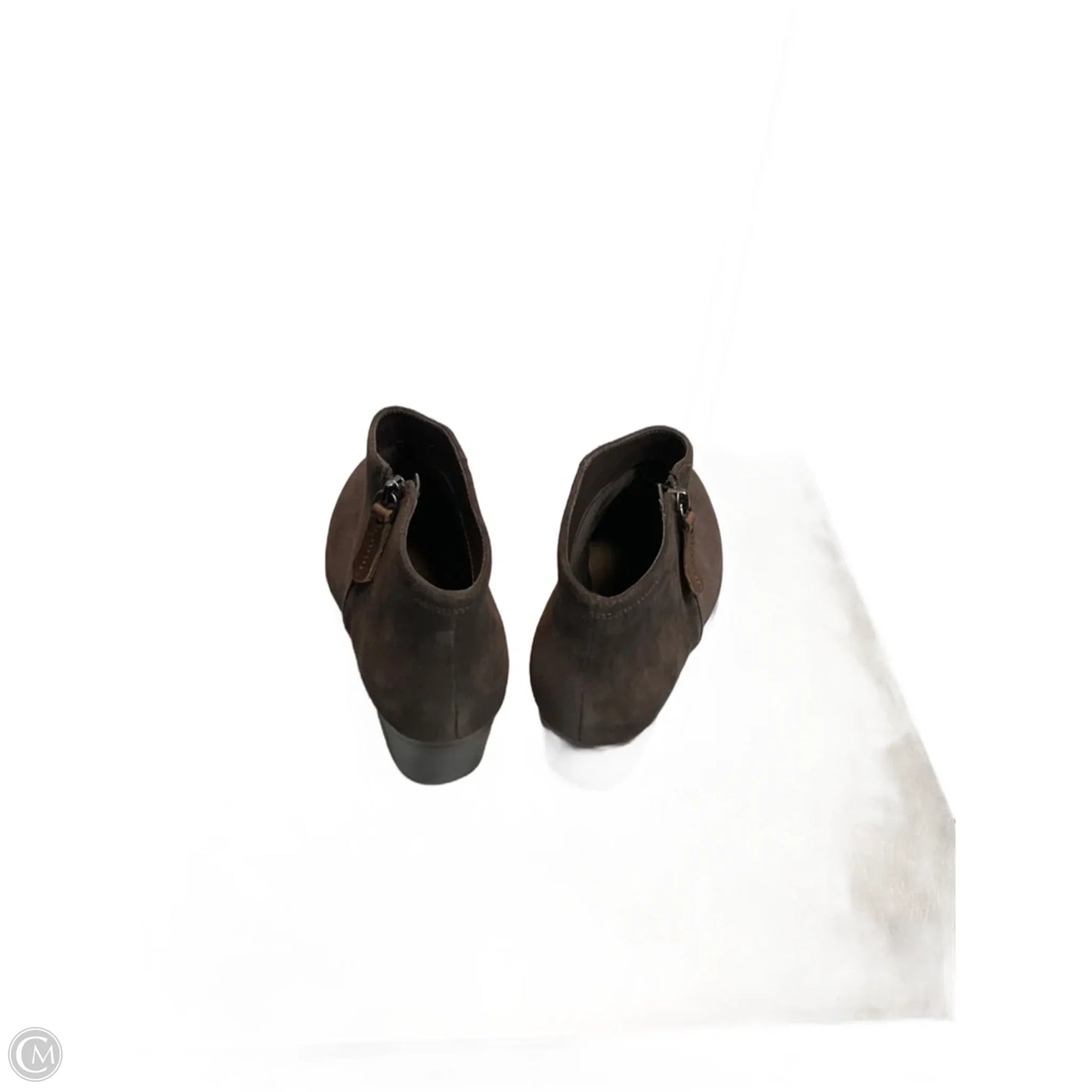 Boots Ankle Heels By Clarks In Brown, Size: 9.5