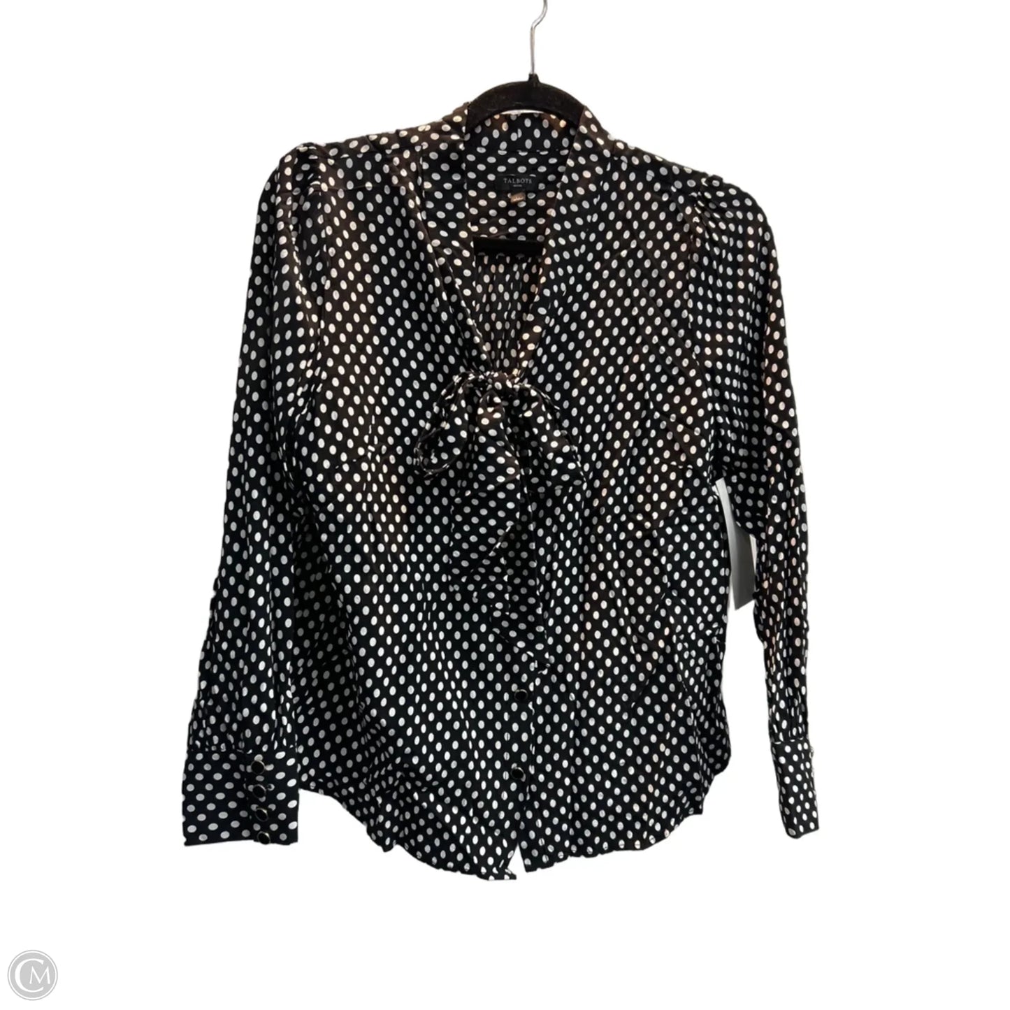 Blouse Long Sleeve By Talbots In Polkadot Pattern, Size: Lp