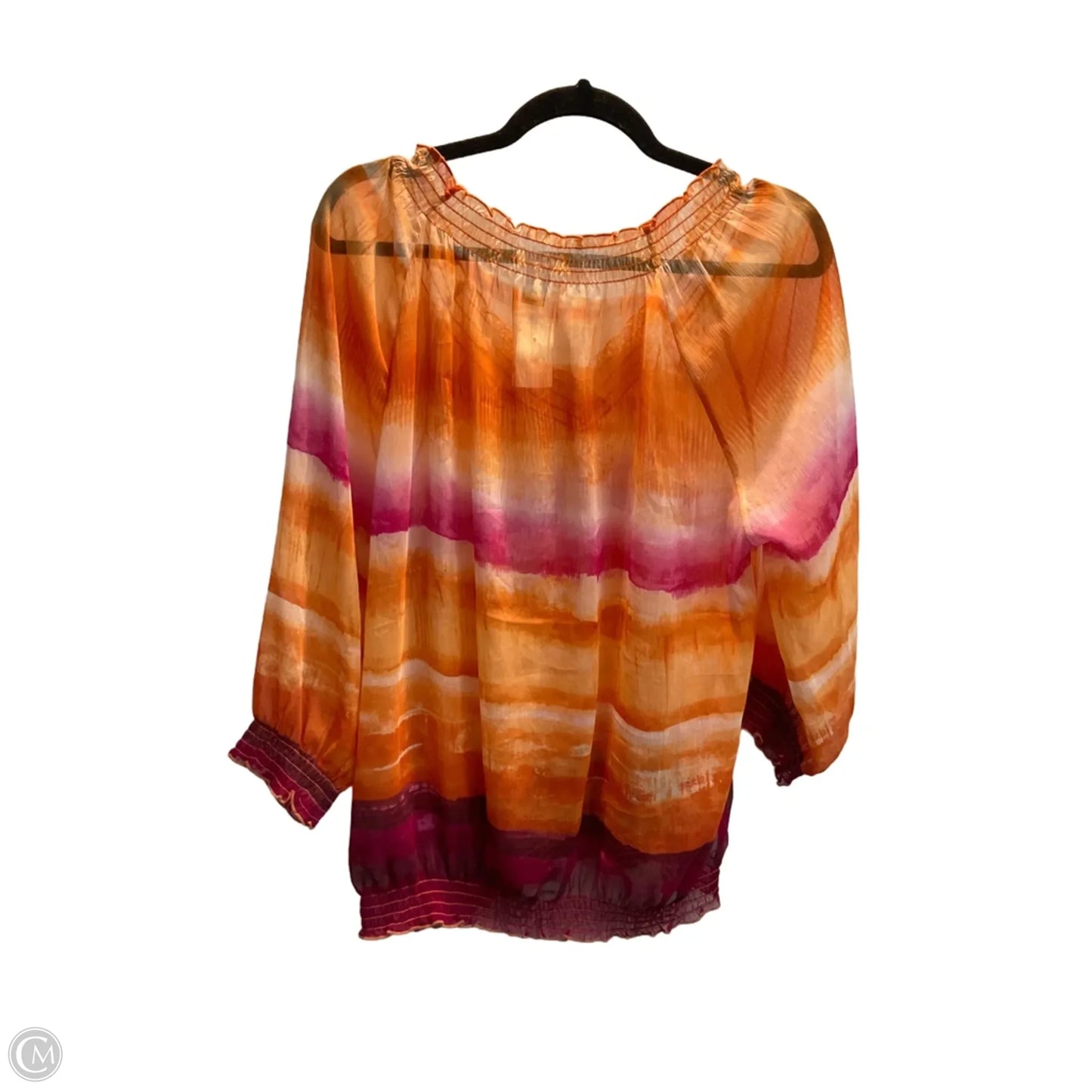Blouse 3/4 Sleeve By Chicos In Ombre Print, Size: L