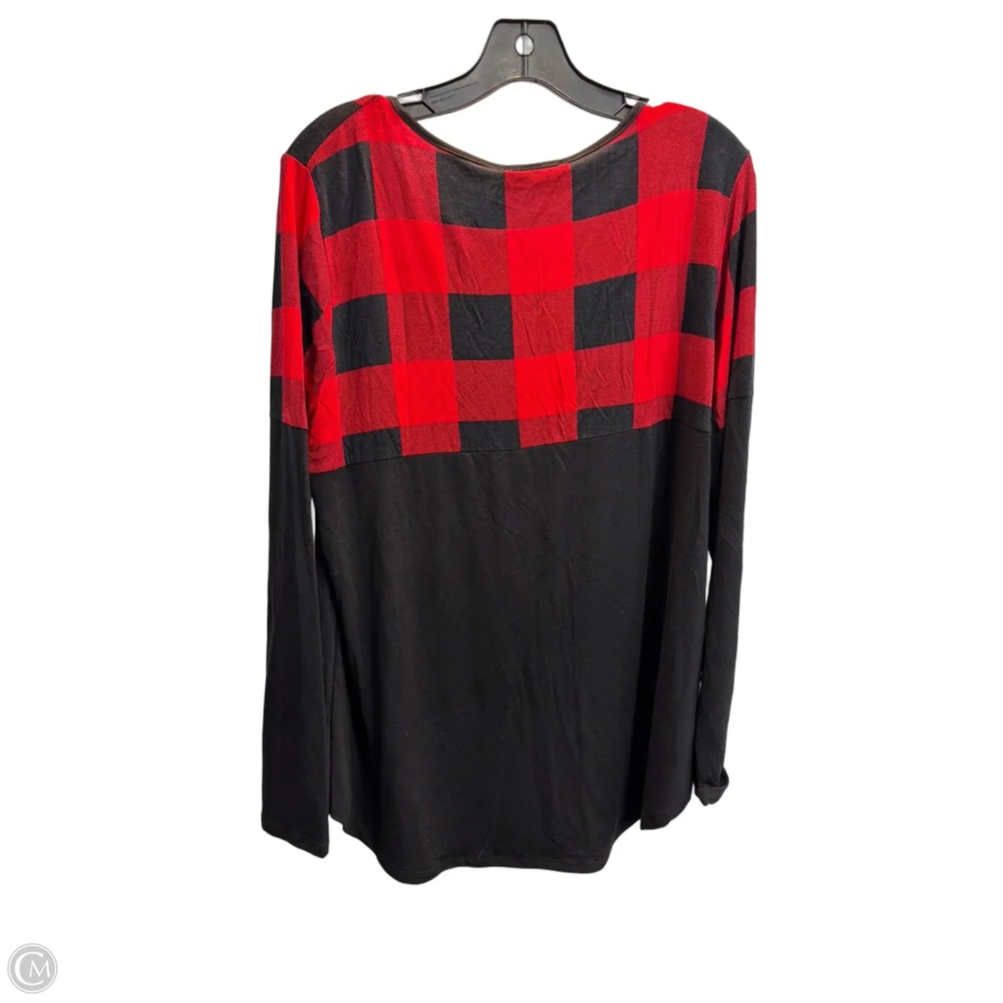 Top Long Sleeve By Zenana In Black & Red, Size: 1x