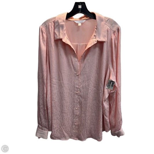 Blouse Long Sleeve By Lc Lauren Conrad In Pink, Size: Xxl