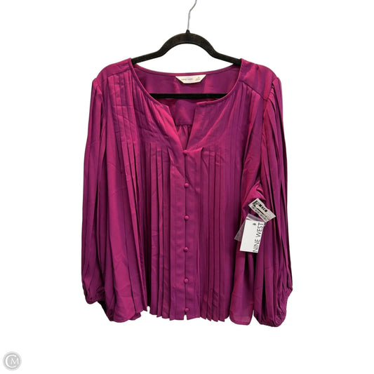 Blouse Long Sleeve By Nine West In Purple, Size: Xl