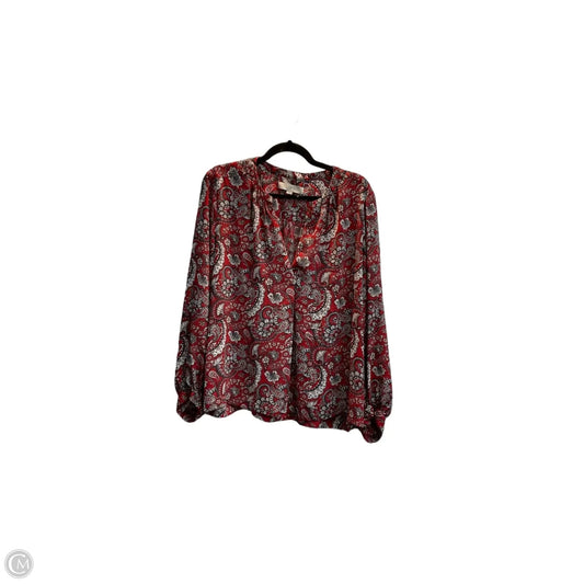 Blouse Long Sleeve By Loft In Paisley Print, Size: L