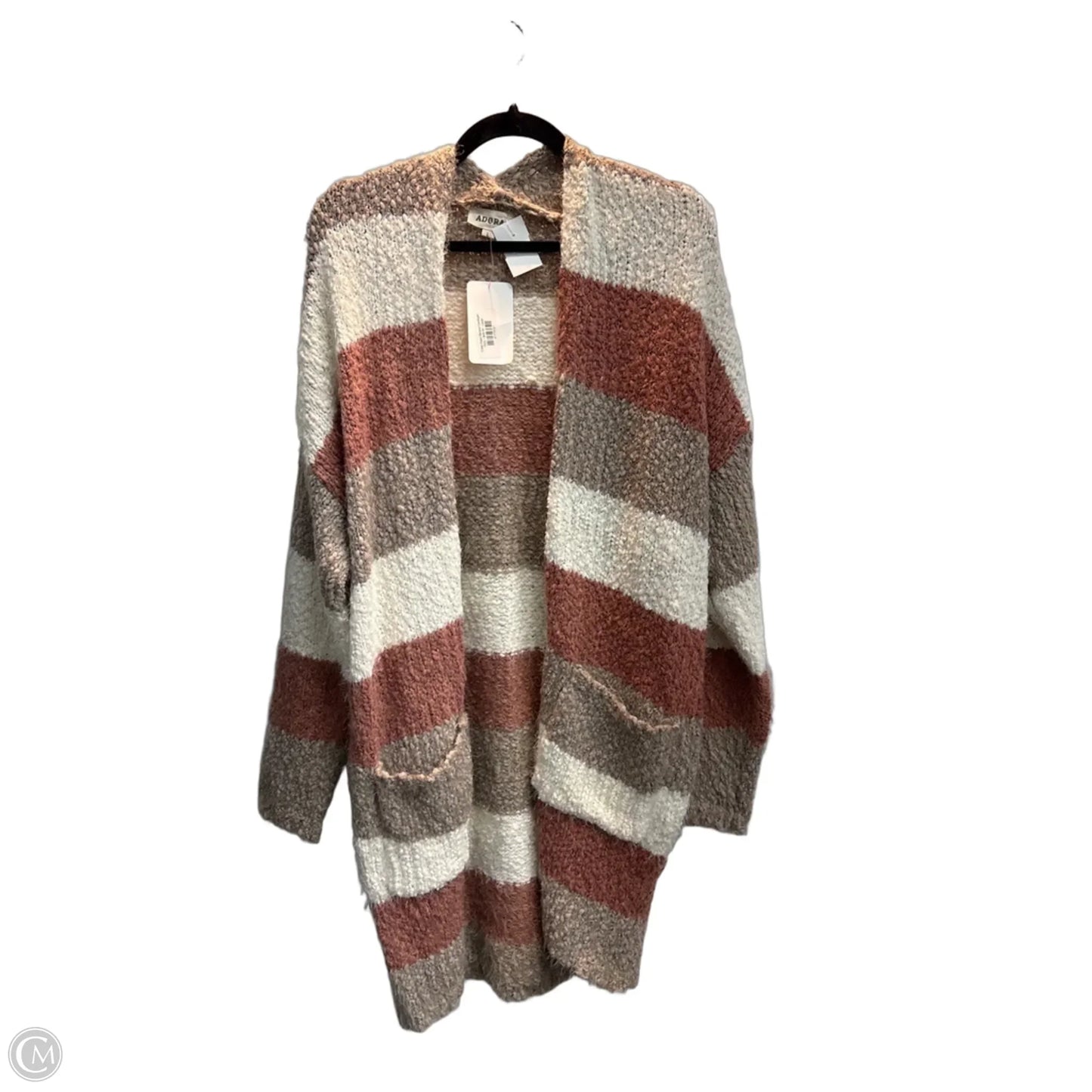 Sweater Cardigan By Adora In Striped Pattern, Size: L