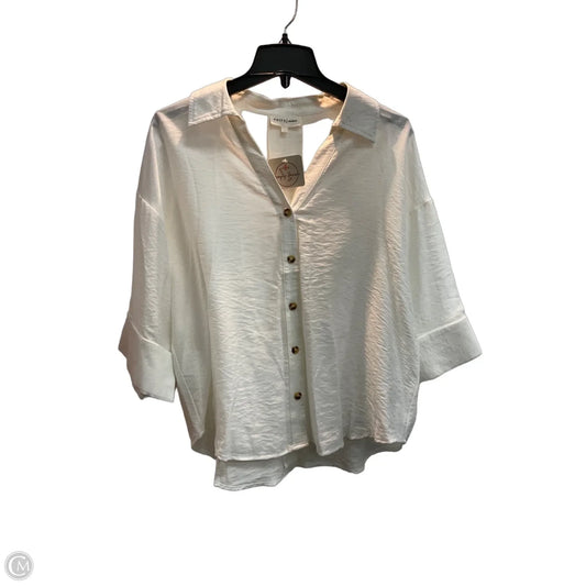 Blouse Short Sleeve By Entro In Cream, Size: M