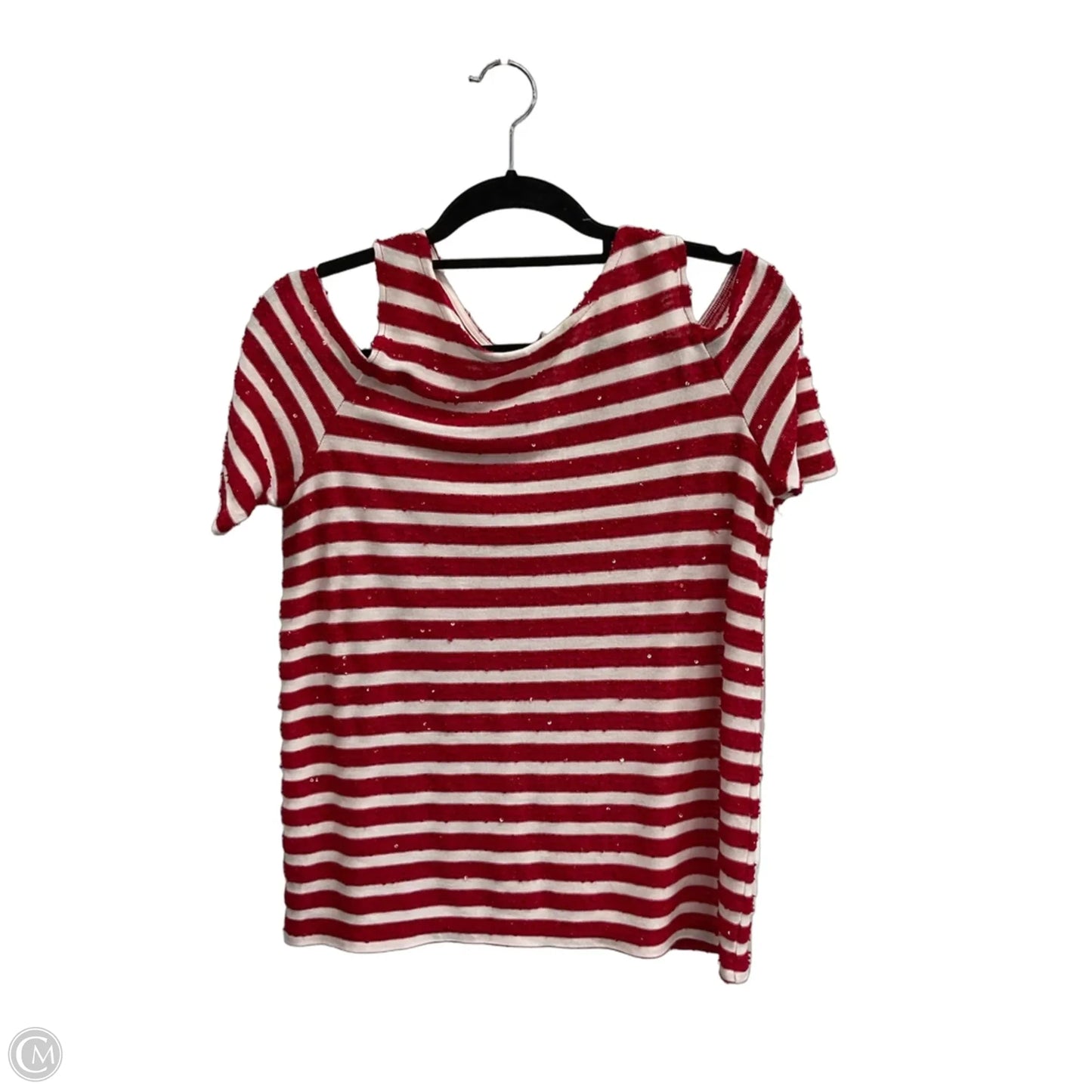 Top Short Sleeve By Chicos In Striped Pattern, Size: M