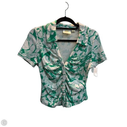 Top Short Sleeve By Maeve In Green & White, Size: M
