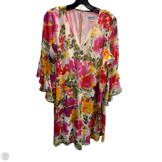 Dress Party Midi By Calvin Klein In Floral Print, Size: M