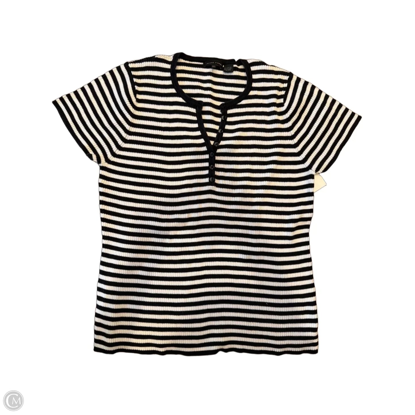 Top Short Sleeve By Jeanne Pierre In Striped Pattern, Size: Xl