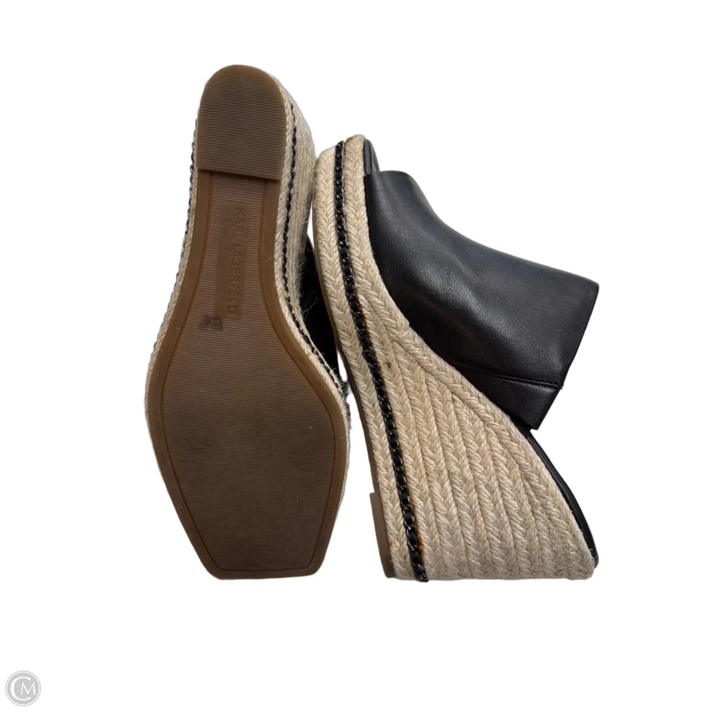 Sandals Designer By Karl Lagerfeld In Black, Size: 8
