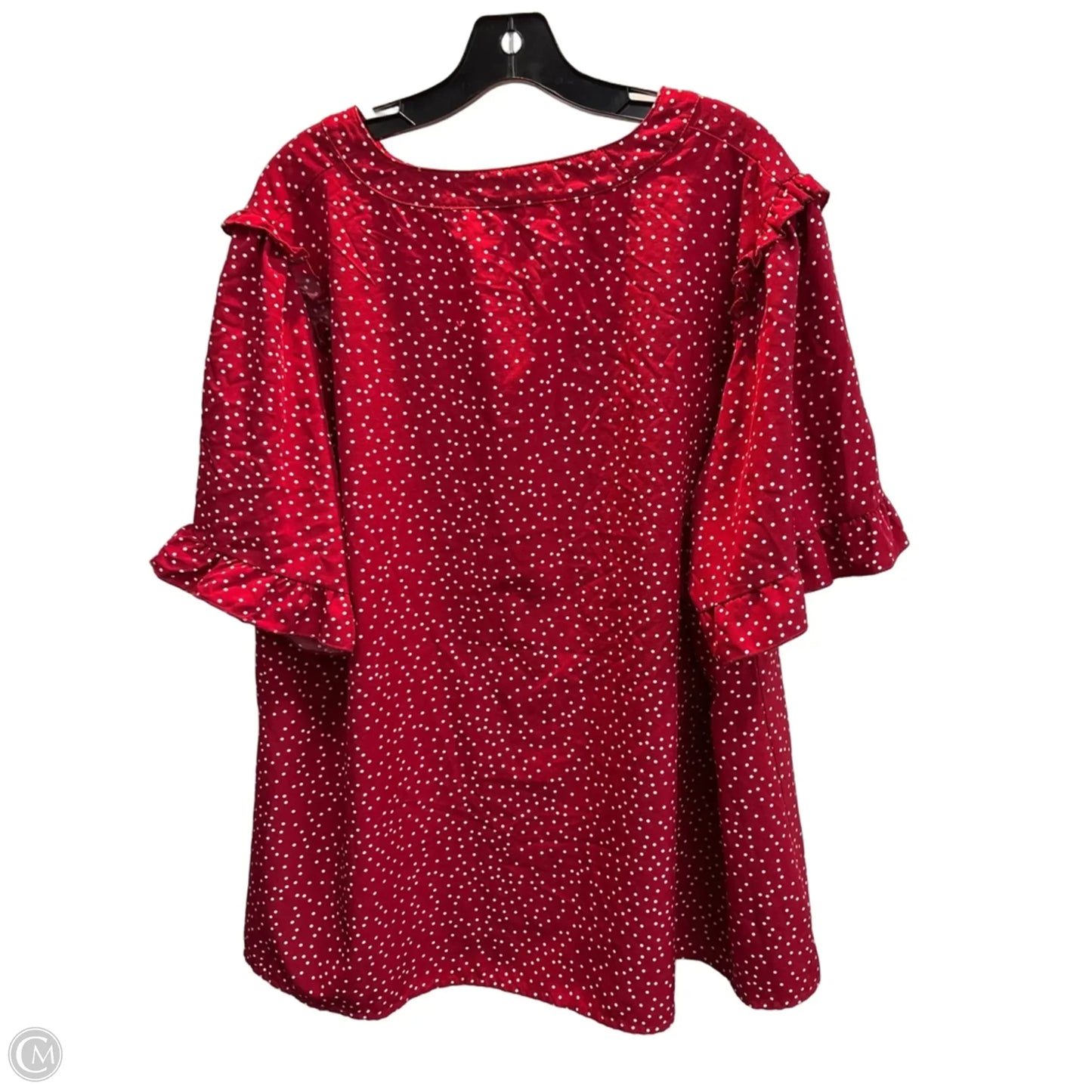 Blouse Short Sleeve By Bloomchic In Polkadot Pattern, Size: 2x