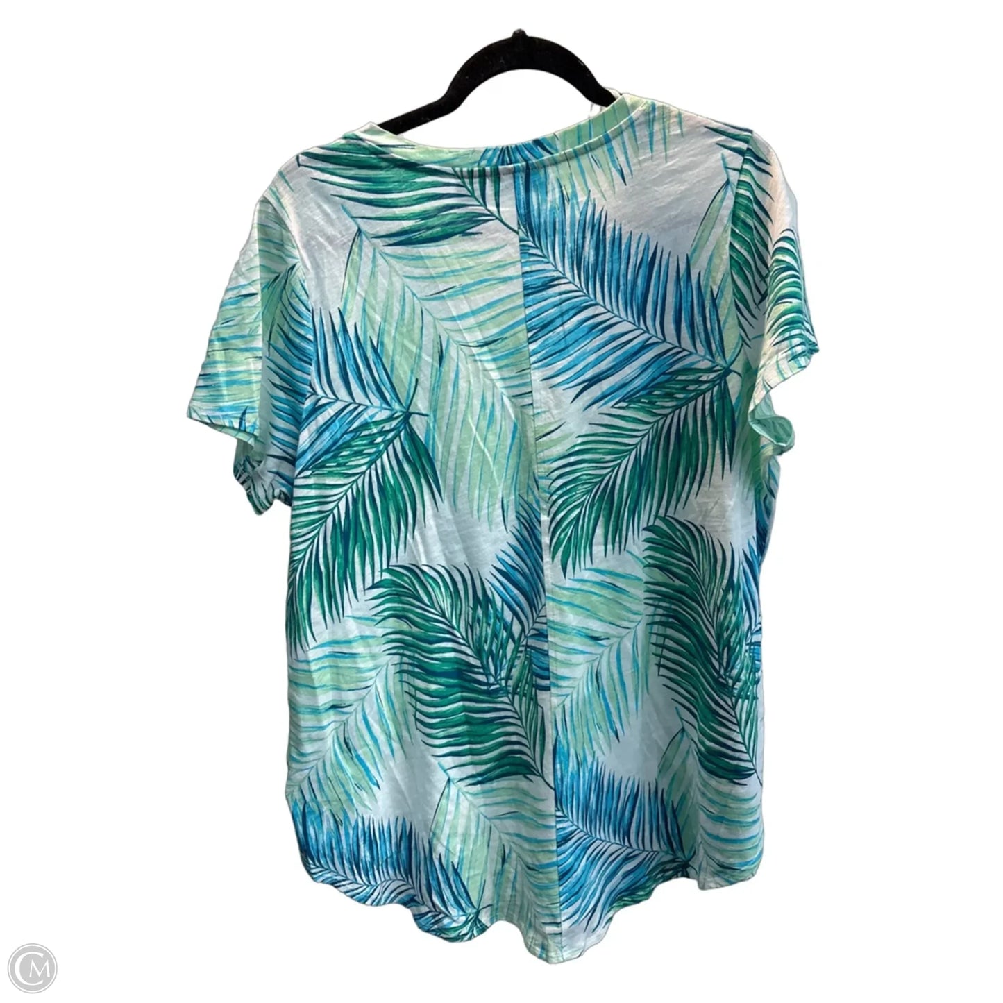 Top Short Sleeve Basic By Tahari In Tropical Print, Size: 1x