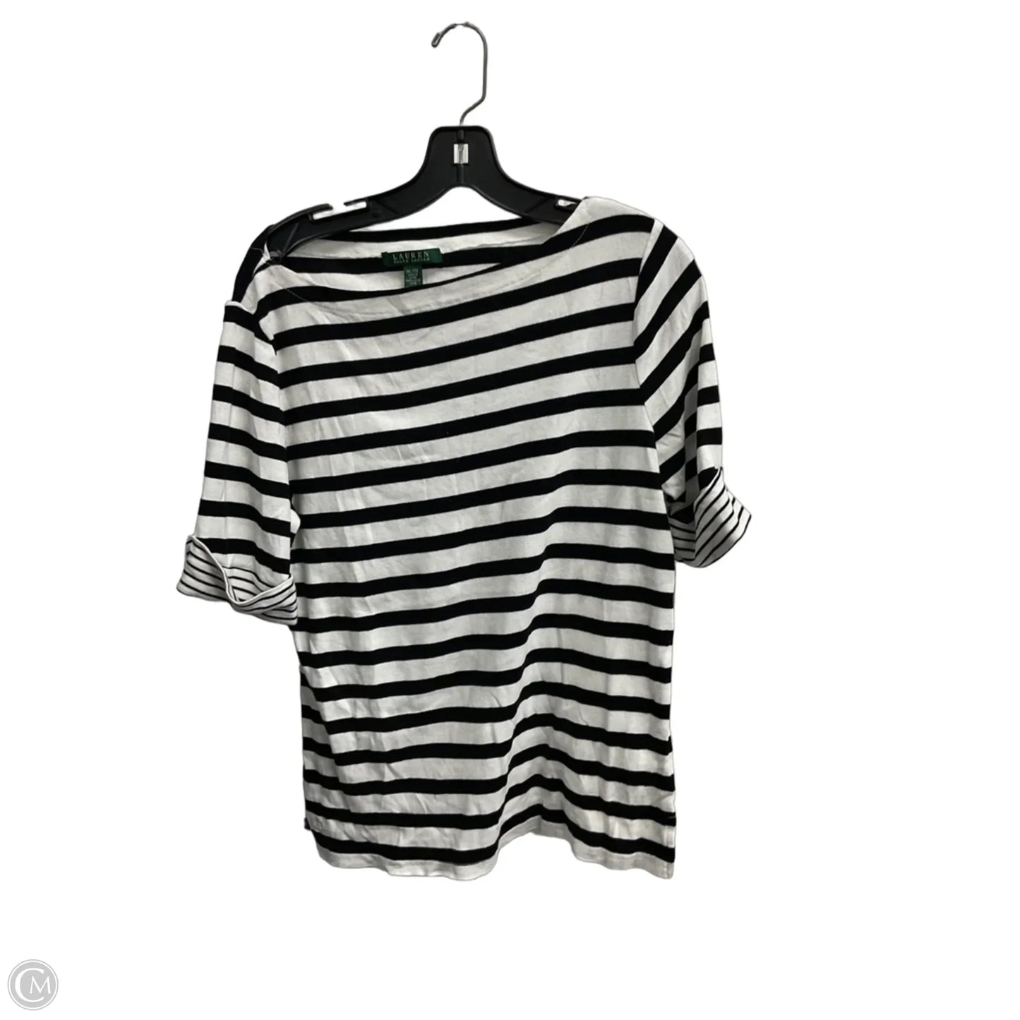 Top Short Sleeve By Lauren By Ralph Lauren In Striped Pattern, Size: Xl