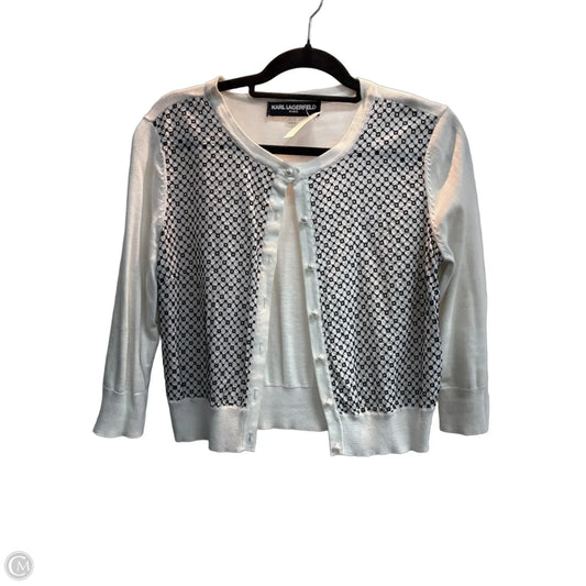 Cardigan Designer By Karl Lagerfeld In Black & White, Size: M