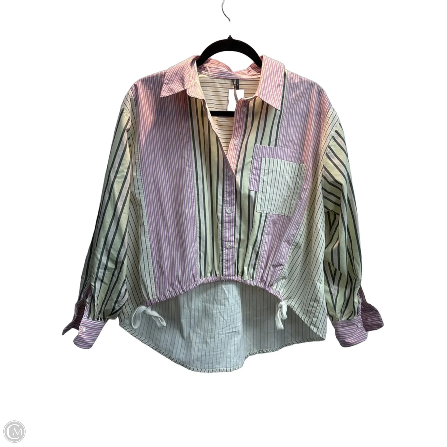 Blouse Long Sleeve By Anthropologie In Striped Pattern, Size: Xs